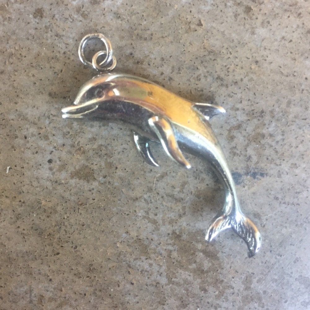 3/$20 SALE Sterling silver dolphin pendant